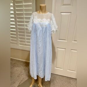 Power Blue cottagecore fairycore‎ Cotton Dress Nightgown traditional wife Medium